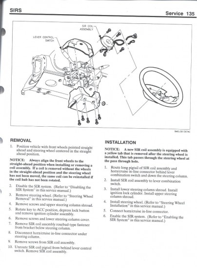 1998 Driver's Air Bag SIRS Pg135