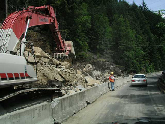 The rock slide and 30 minute delay