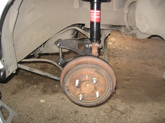 Installed rear Monroe Quick Strut assy.